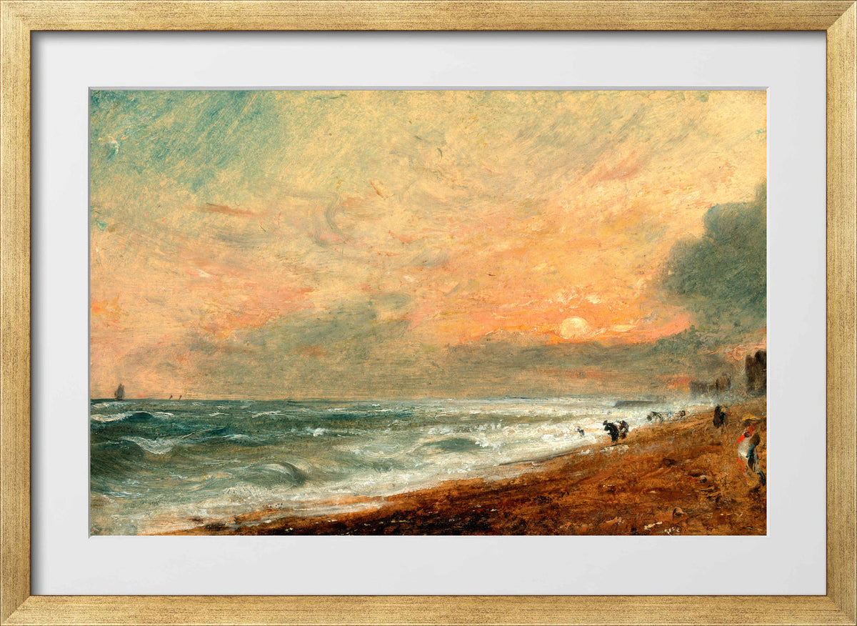 John Constable Print, Hove Beach (1824-1828) in a gold frame