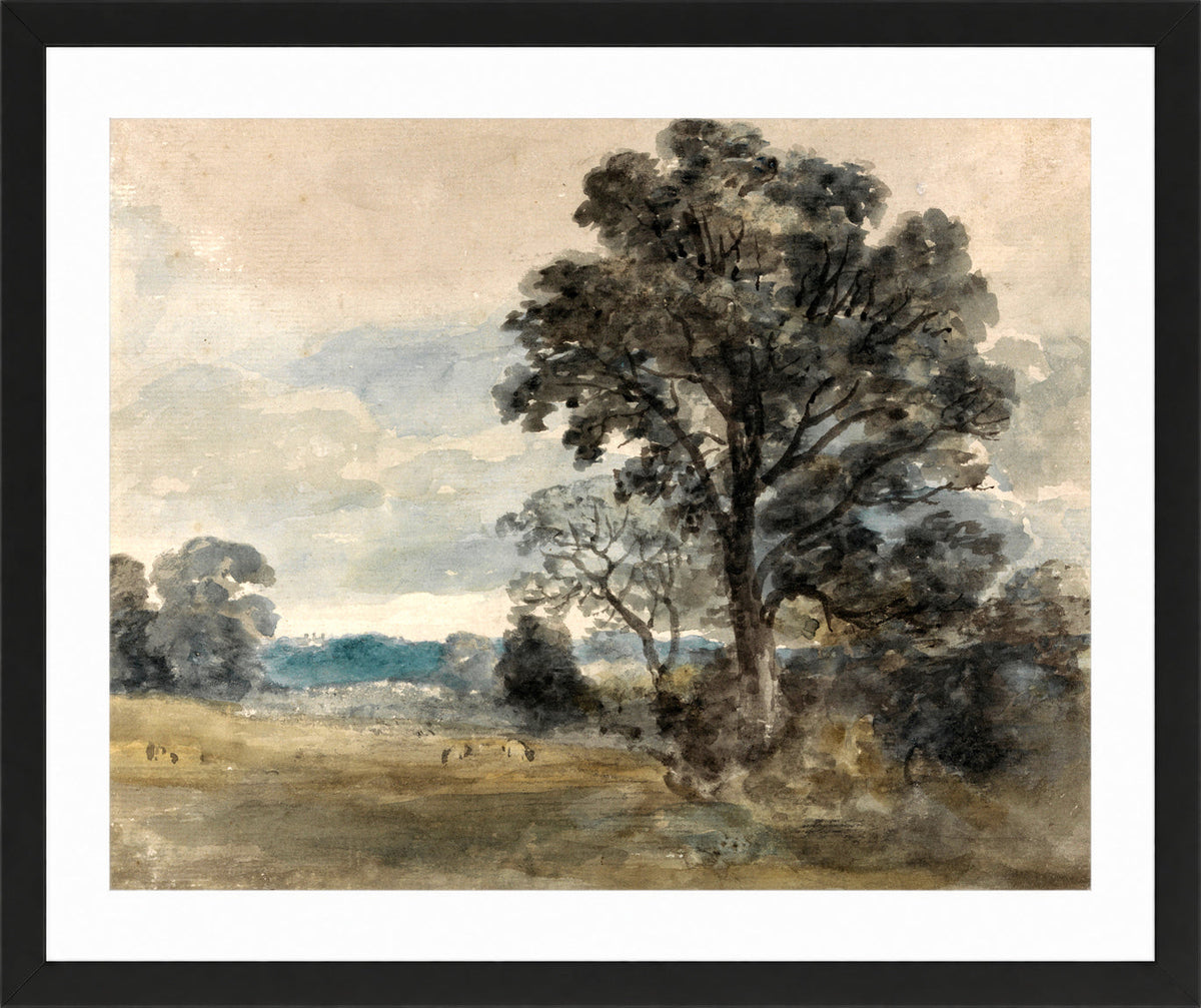 John Constable Print, Landscape at East Bergholt in a black frame