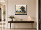 John Constable Print, Landscape at East Bergholt displayed above a console table