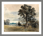 John Constable Print, Landscape at East Bergholt in a light grey frame