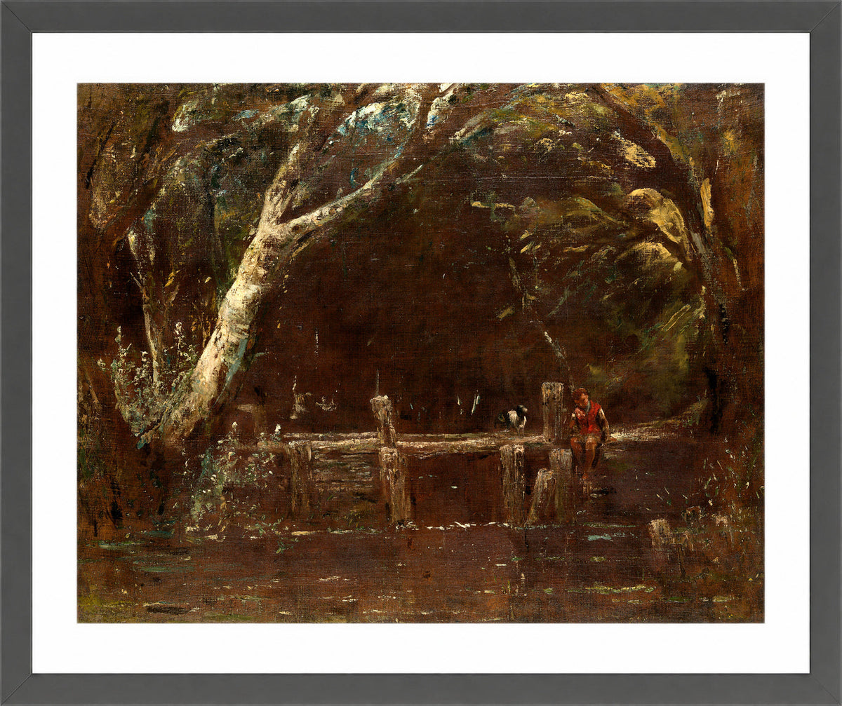 John Constable Print, Landscape (The Lock) (1820-25) in a dark grey frame