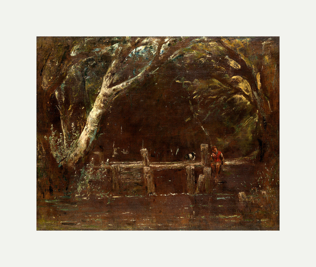 John Constable Print, Landscape (The Lock) (1820-25) with an off-white border for rolled canvas