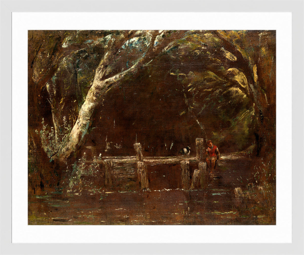 John Constable Print, Landscape (The Lock) (1820-25) in a white frame