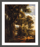 John Constable Print, Landscape with goatherd and goats (1823) in a dark grey frame