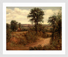 John Constable Print, Lane near Dedham (1802) in a white frame