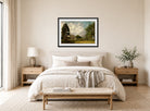John Constable Print, Malvern Hall, Warwickshire (1820 - 1821) displayed above a bed