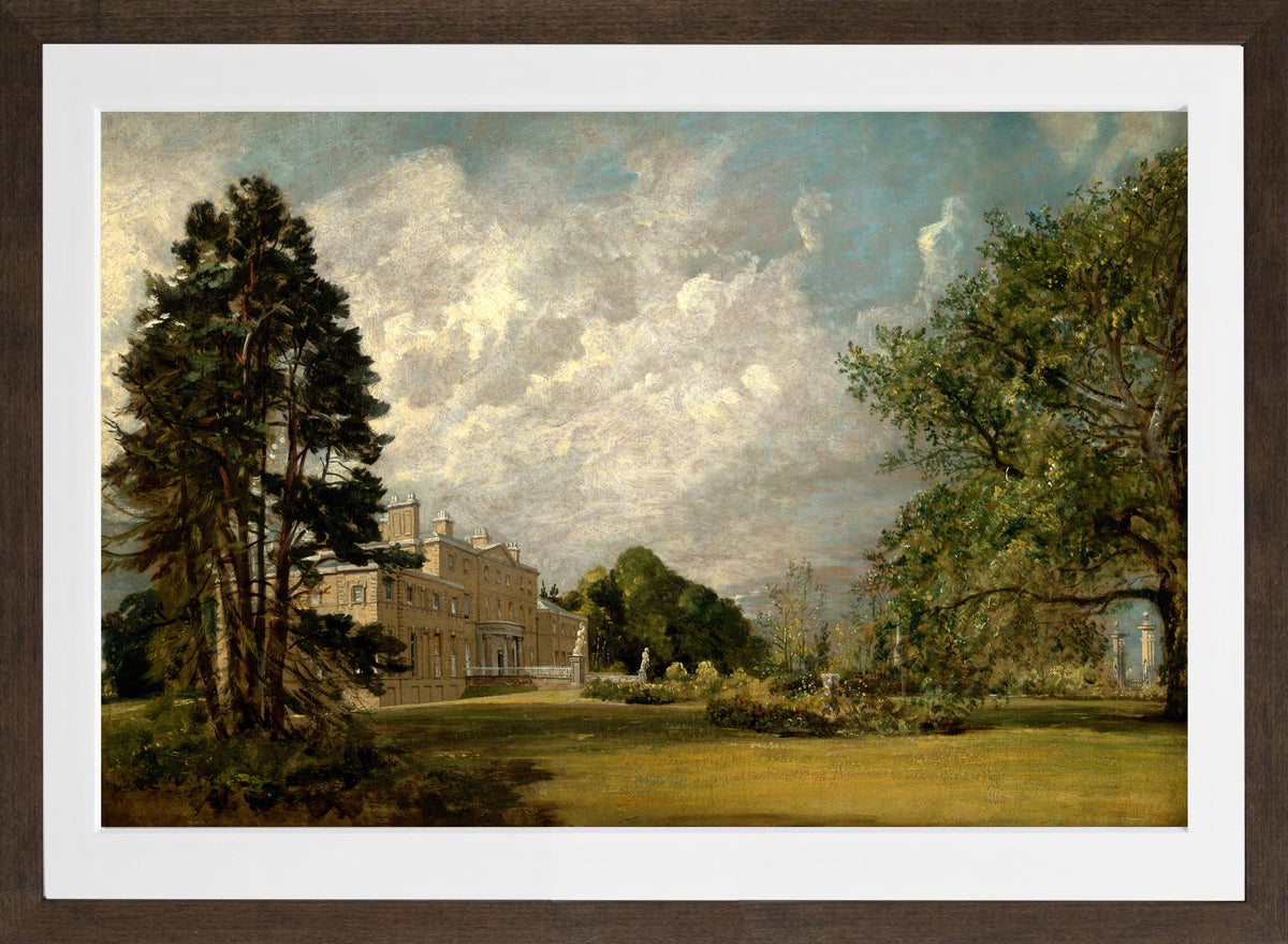 John Constable Print, Malvern Hall, Warwickshire (1820 - 1821) in a brown frame