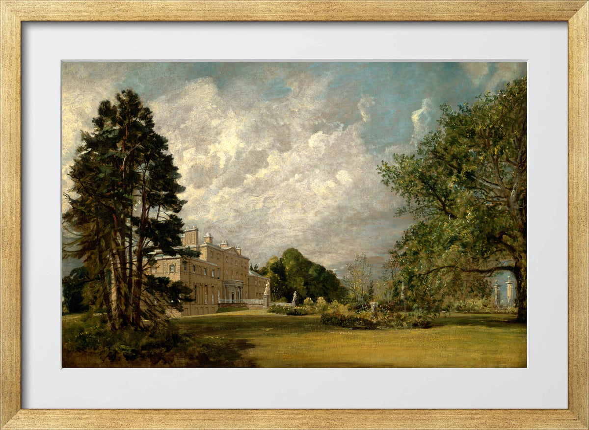 John Constable Print, Malvern Hall, Warwickshire (1820 - 1821) in a gold frame