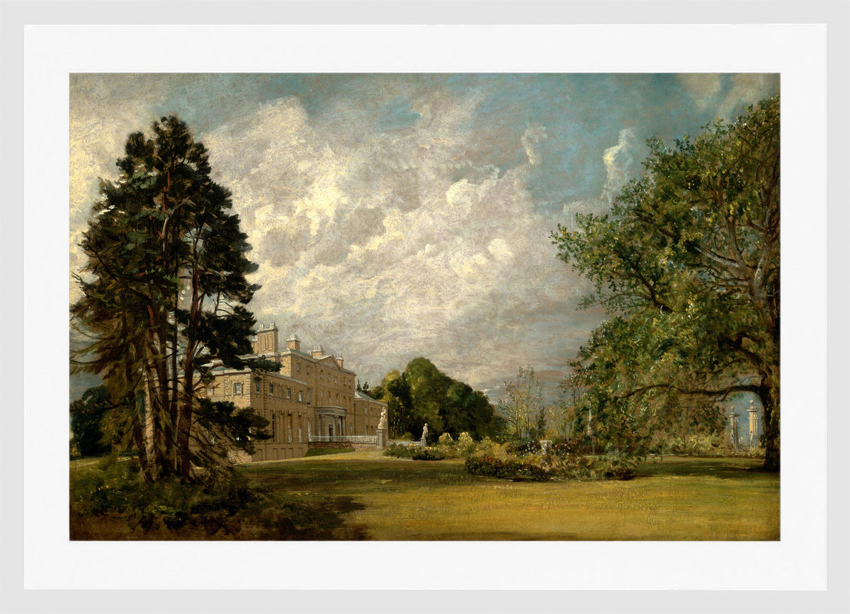 John Constable Print, Malvern Hall, Warwickshire (1820 - 1821) in a white frame