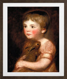 John Constable Print, Miss Lewis with a rabbit in a brown frame