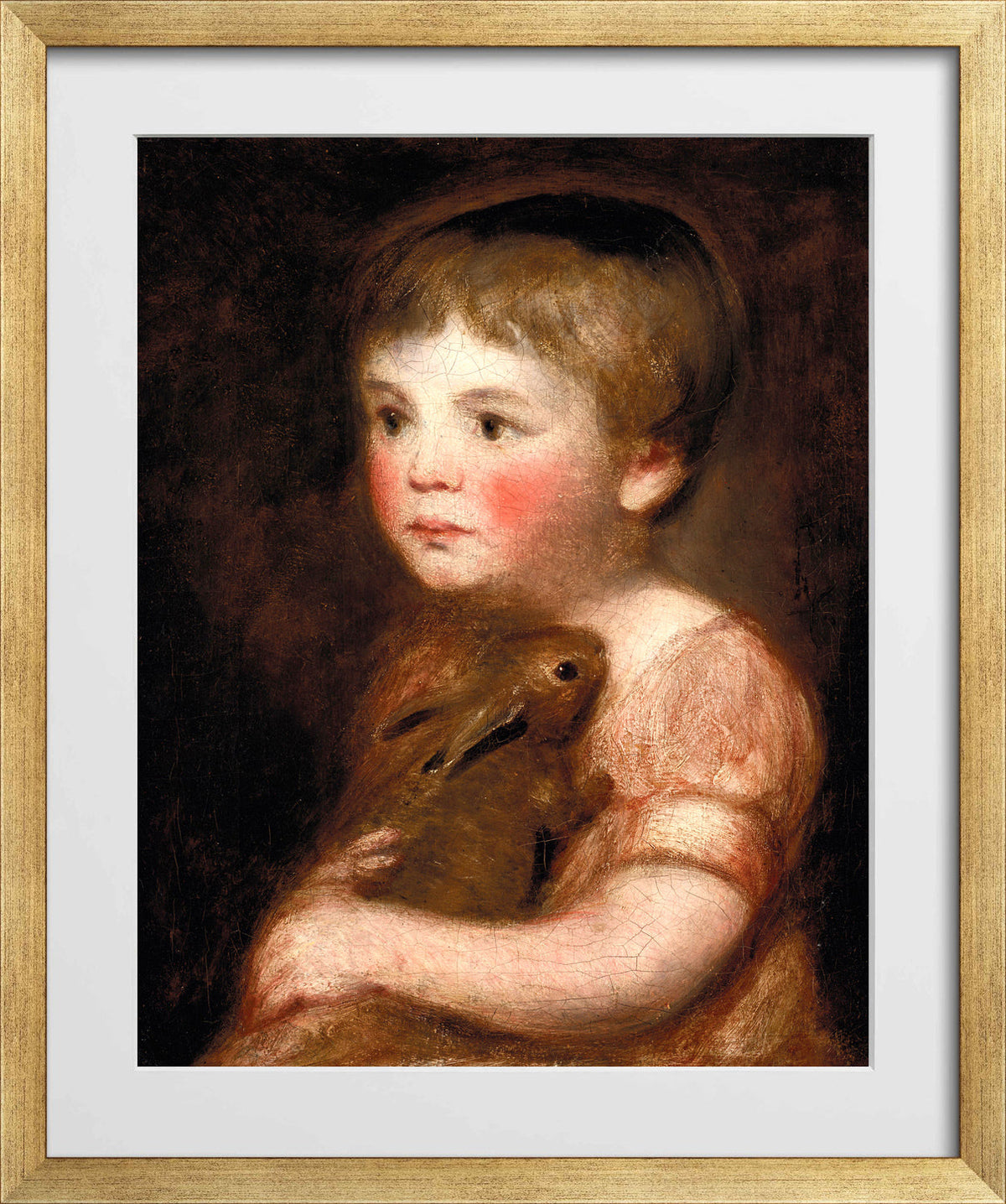 John Constable Print, Miss Lewis with a rabbit in a gold frame