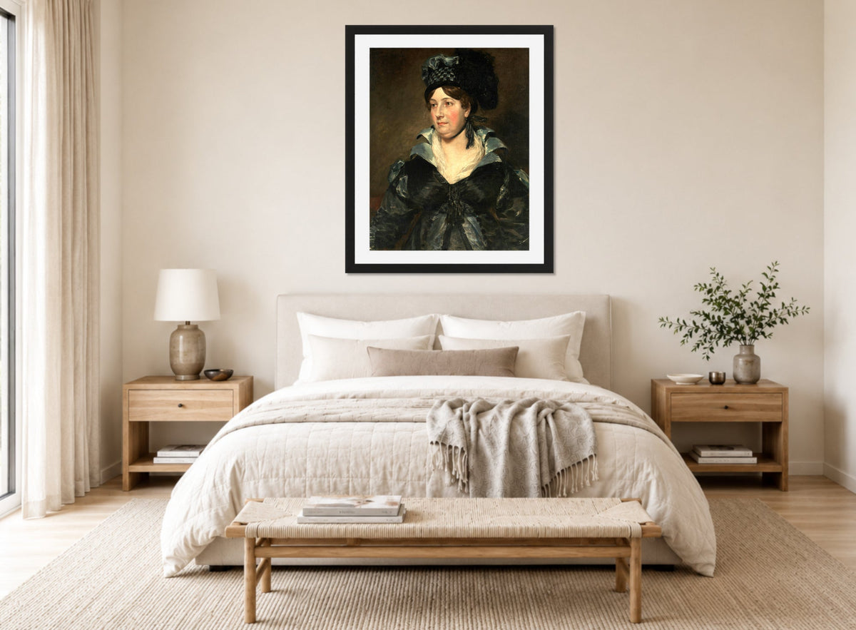 John Constable Print, Mrs. James Pulham Sr. (Frances Amys, ca displayed above a bed