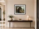 John Constable Print, On the River Stour displayed above a console table