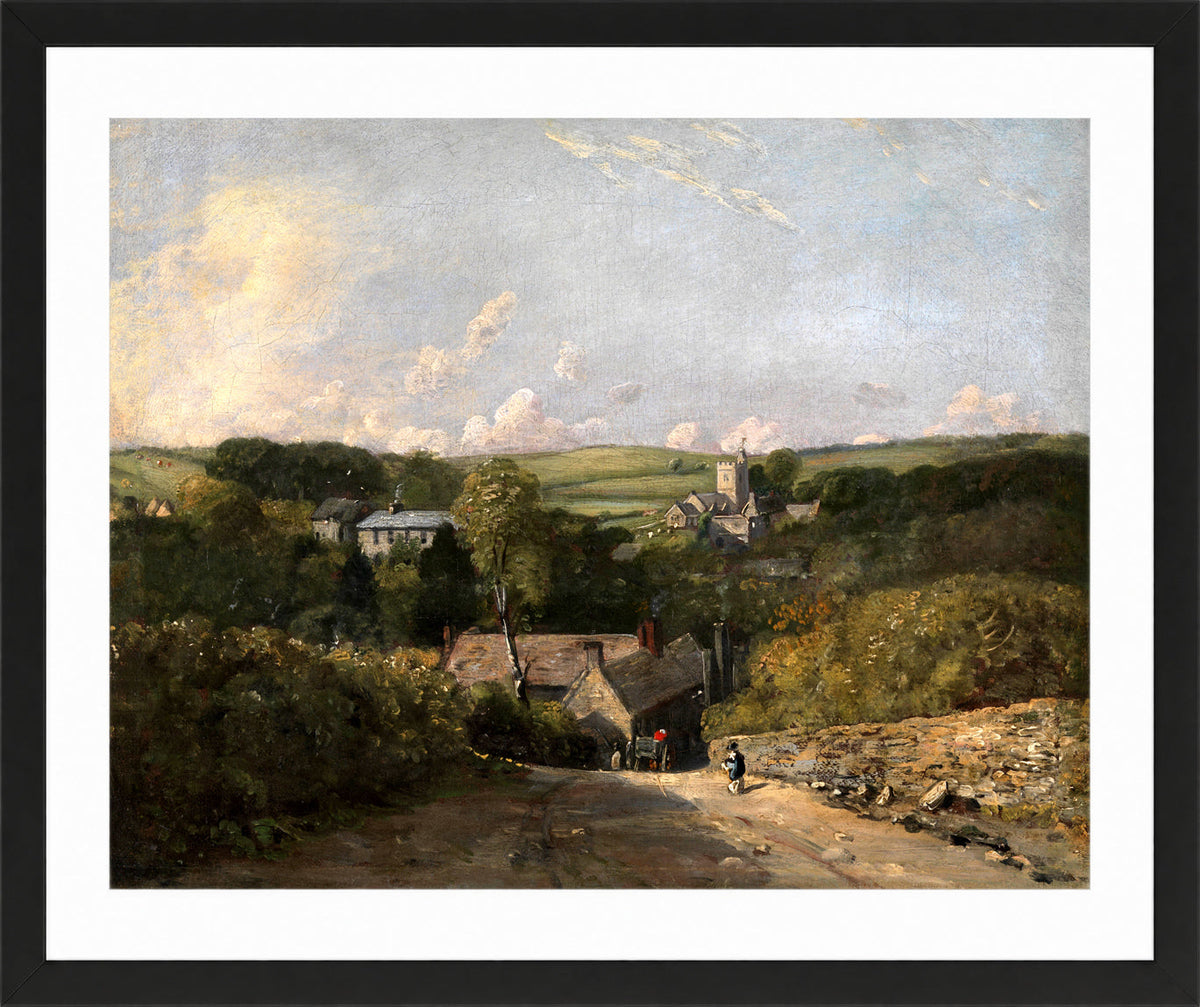 John Constable Print, Osmington Village (1816-1817) in a black frame
