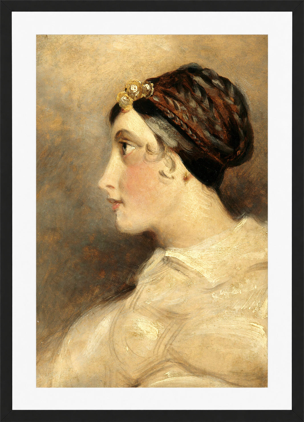 John Constable Print, Portrait Of A Lady in a black frame