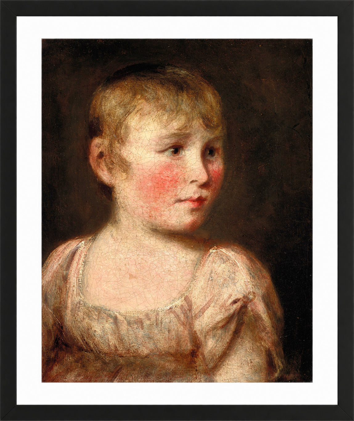 John Constable Print, Portrait of Eliza Lewis in a black frame