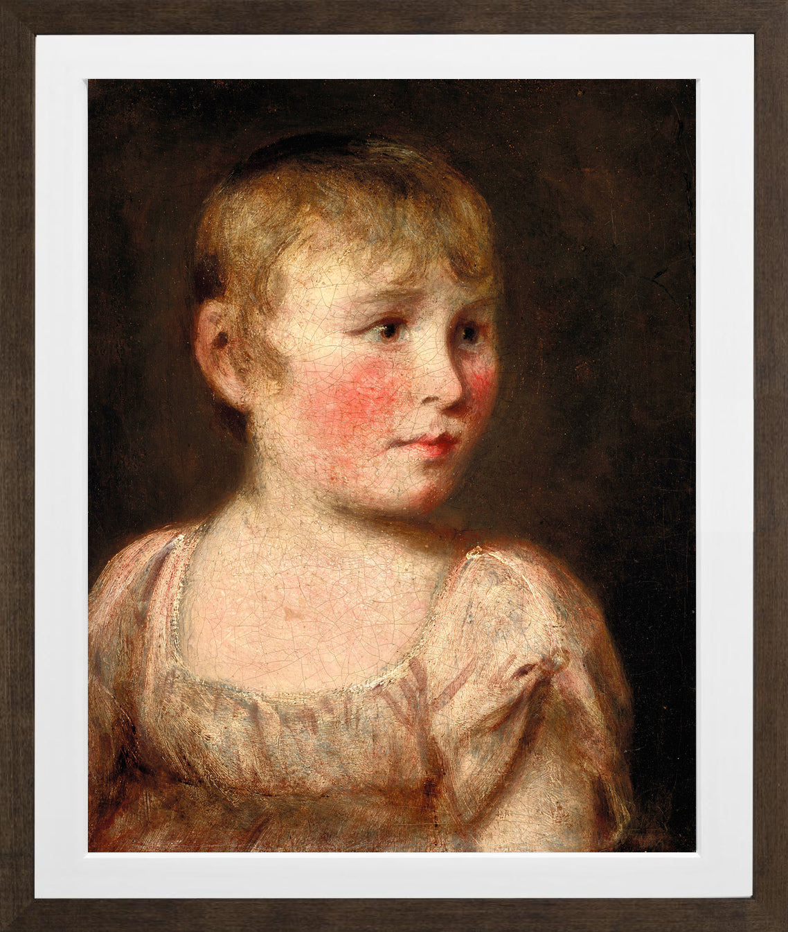 John Constable Print, Portrait of Eliza Lewis in a brown frame