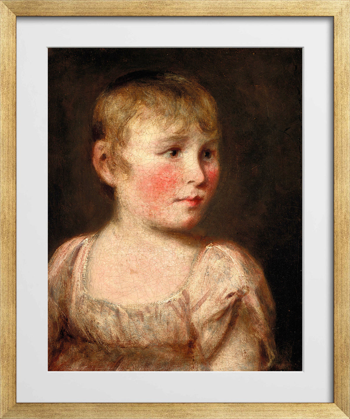 John Constable Print, Portrait of Eliza Lewis in a gold frame