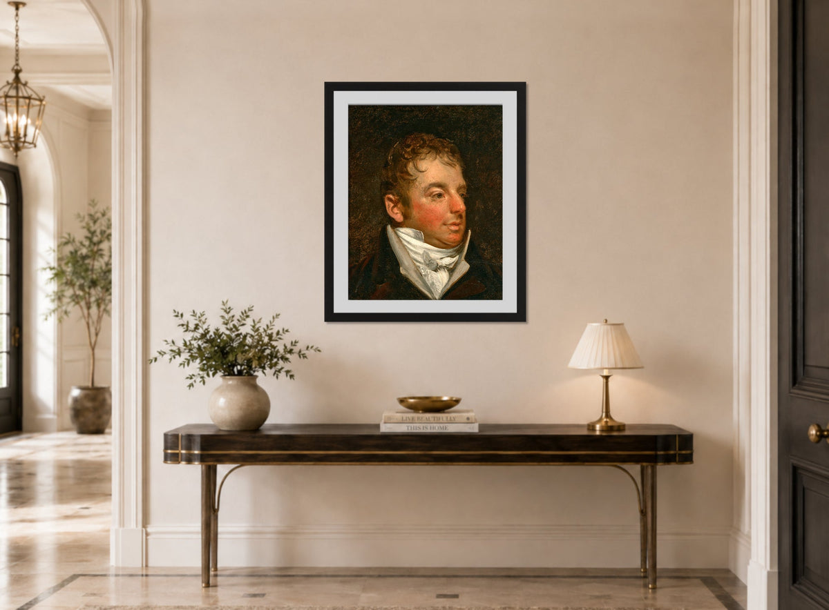 John Constable Print, Portrait of William Travis (c displayed above a console table