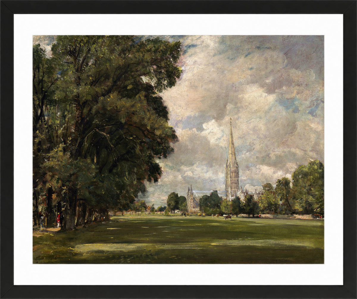 John Constable Print, Salisbury Cathedral from Lower Marsh Close (1820) in a black frame