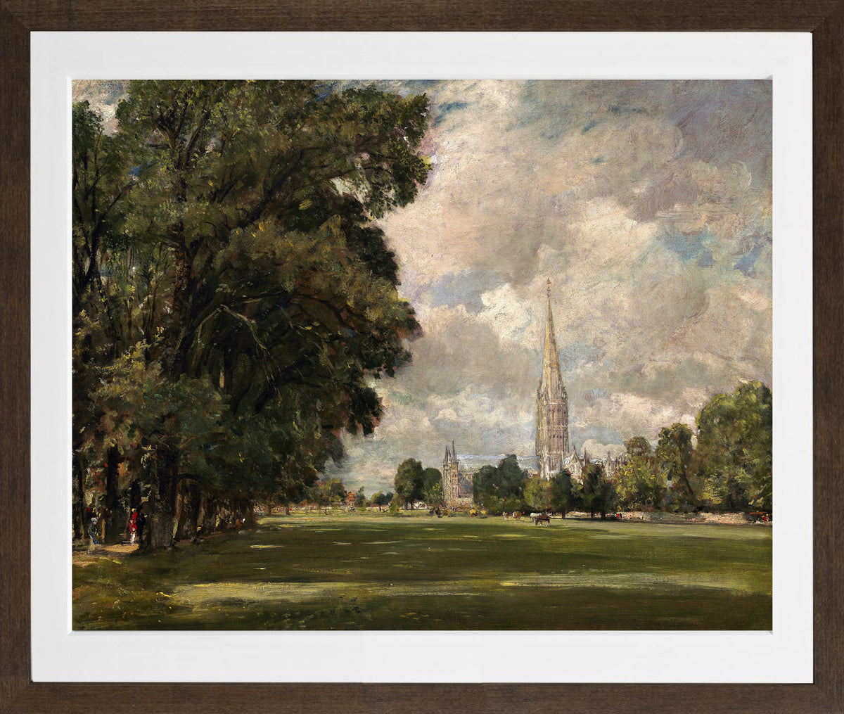 John Constable Print, Salisbury Cathedral from Lower Marsh Close (1820) in a brown frame