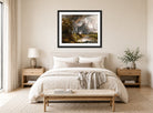 John Constable Print, Salisbury Cathedral From The Meadows displayed above a bed
