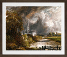 John Constable Print, Salisbury Cathedral From The Meadows in a brown frame