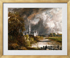 John Constable Print, Salisbury Cathedral From The Meadows in a gold frame