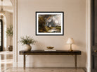 John Constable Print, Salisbury Cathedral From The Meadows displayed above a console table