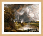 John Constable Print, Salisbury Cathedral From The Meadows in an oak frame