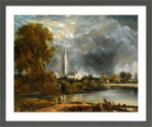 John Constable Print, Salisbury Cathedral From The Meadows in a dark grey frame