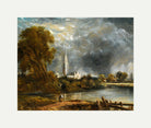 John Constable Print, Salisbury Cathedral From The Meadows with an off-white border for rolled canvas