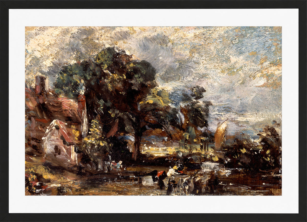 John Constable Print, Sketch for ‘The Haywain’ (ca in a black frame