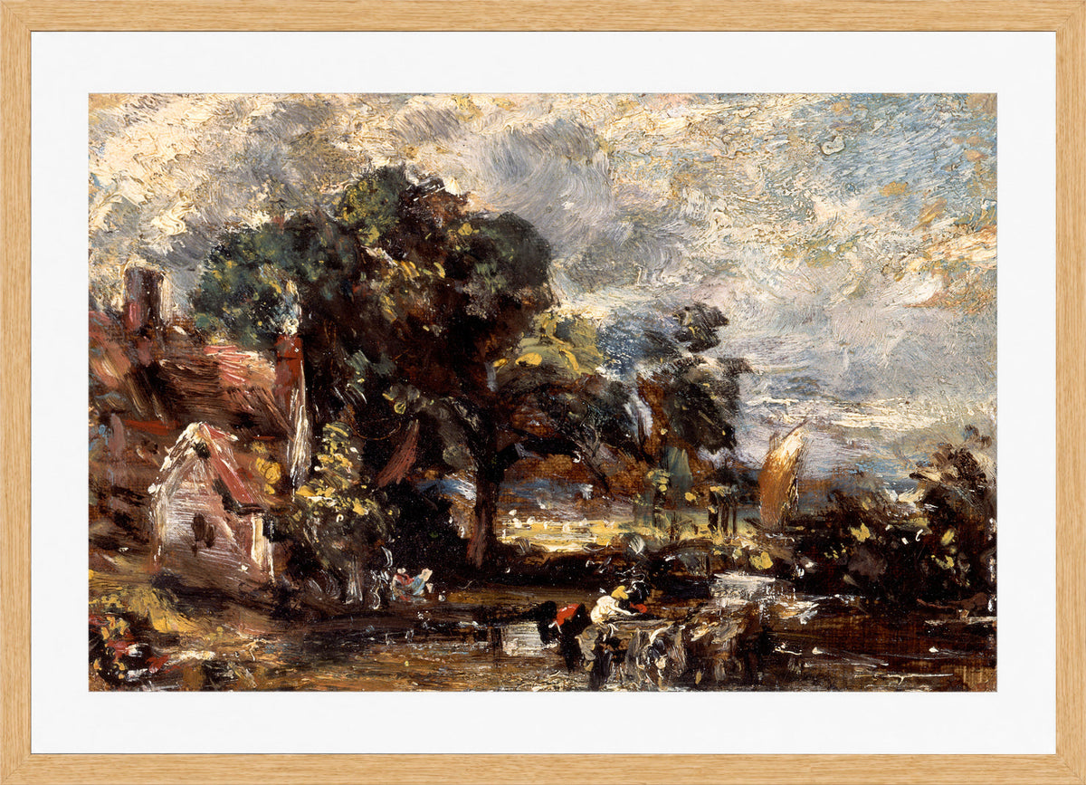 John Constable Print, Sketch for ‘The Haywain’ (ca in an oak frame