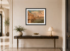 John Constable Print, Somerset House Terrace from Waterloo Bridge (ca displayed above a console table