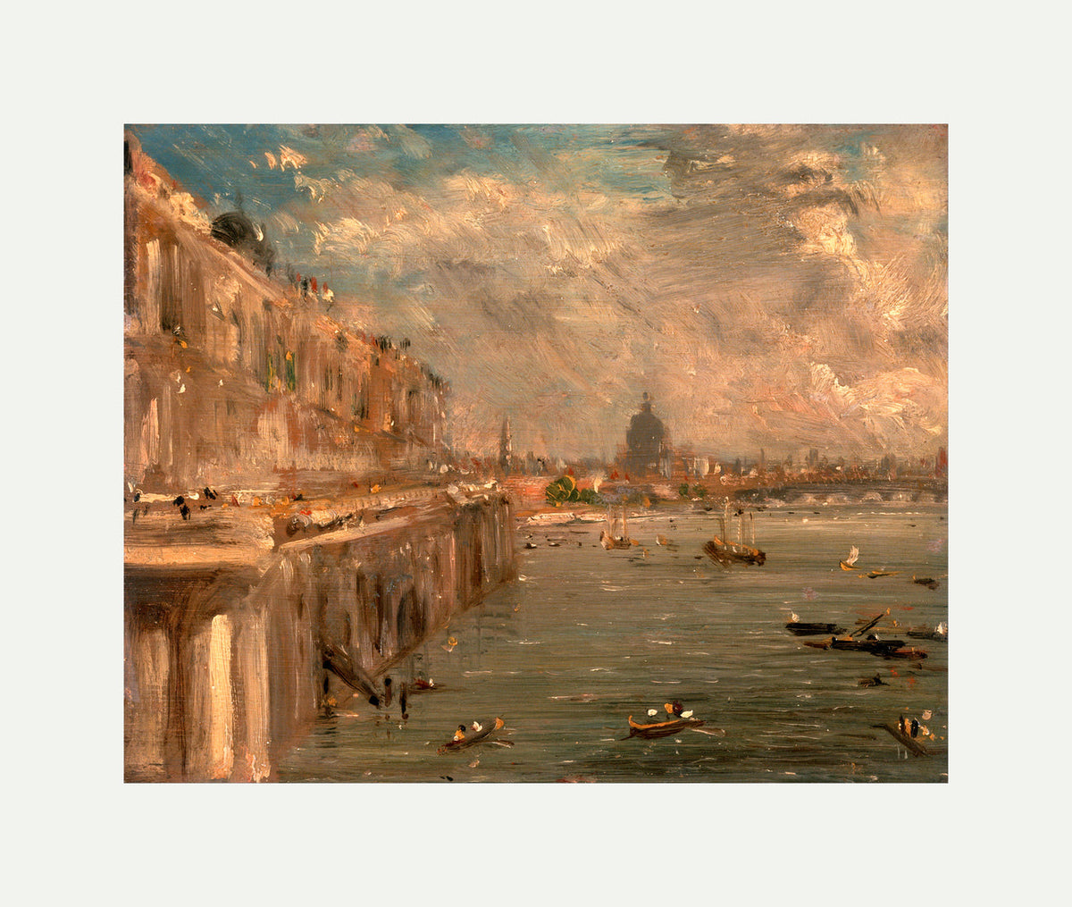 John Constable Print, Somerset House Terrace from Waterloo Bridge (ca with an off-white border for rolled canvas