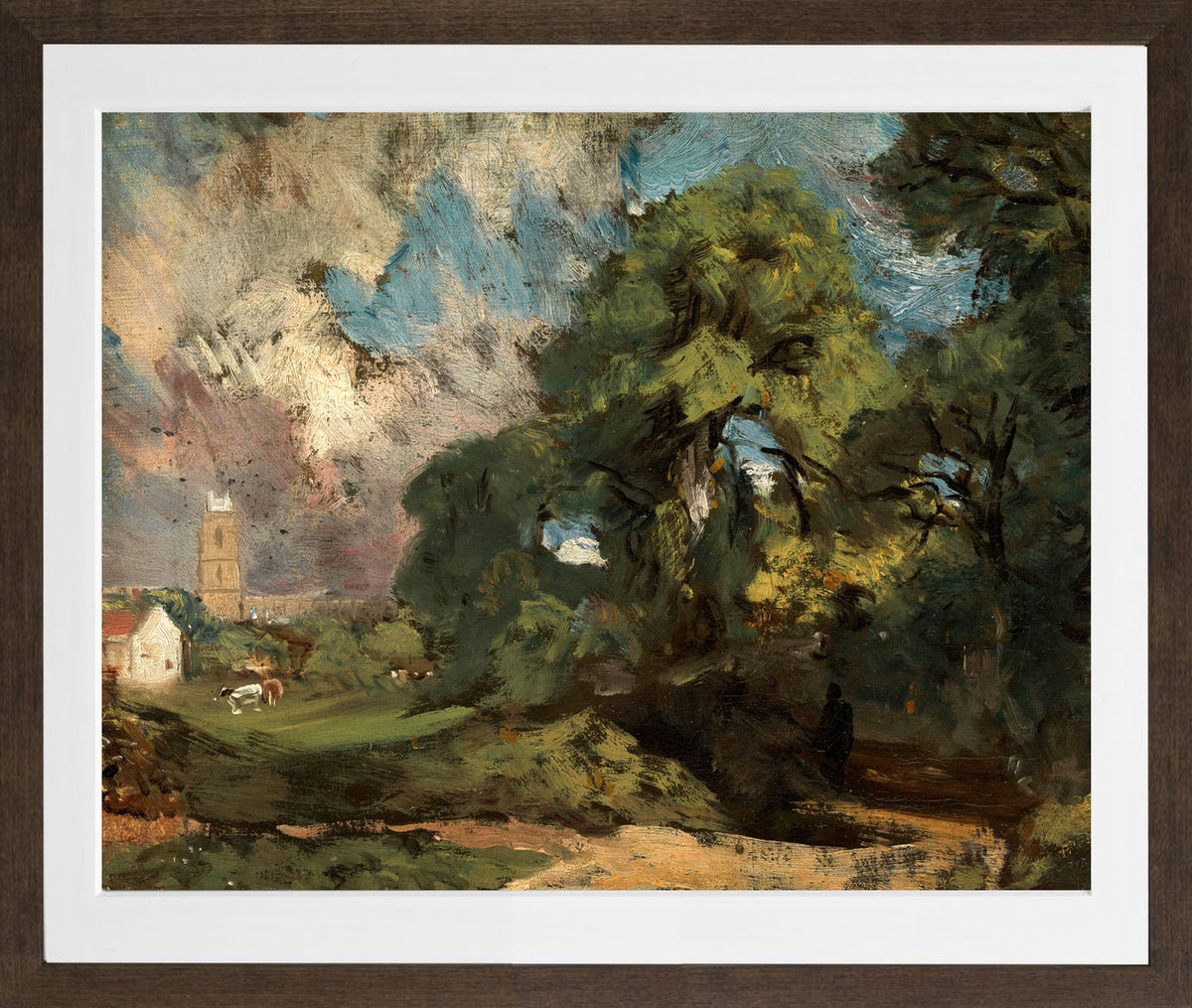 John Constable Print, Stoke-by-Nayland (ca in a brown frame
