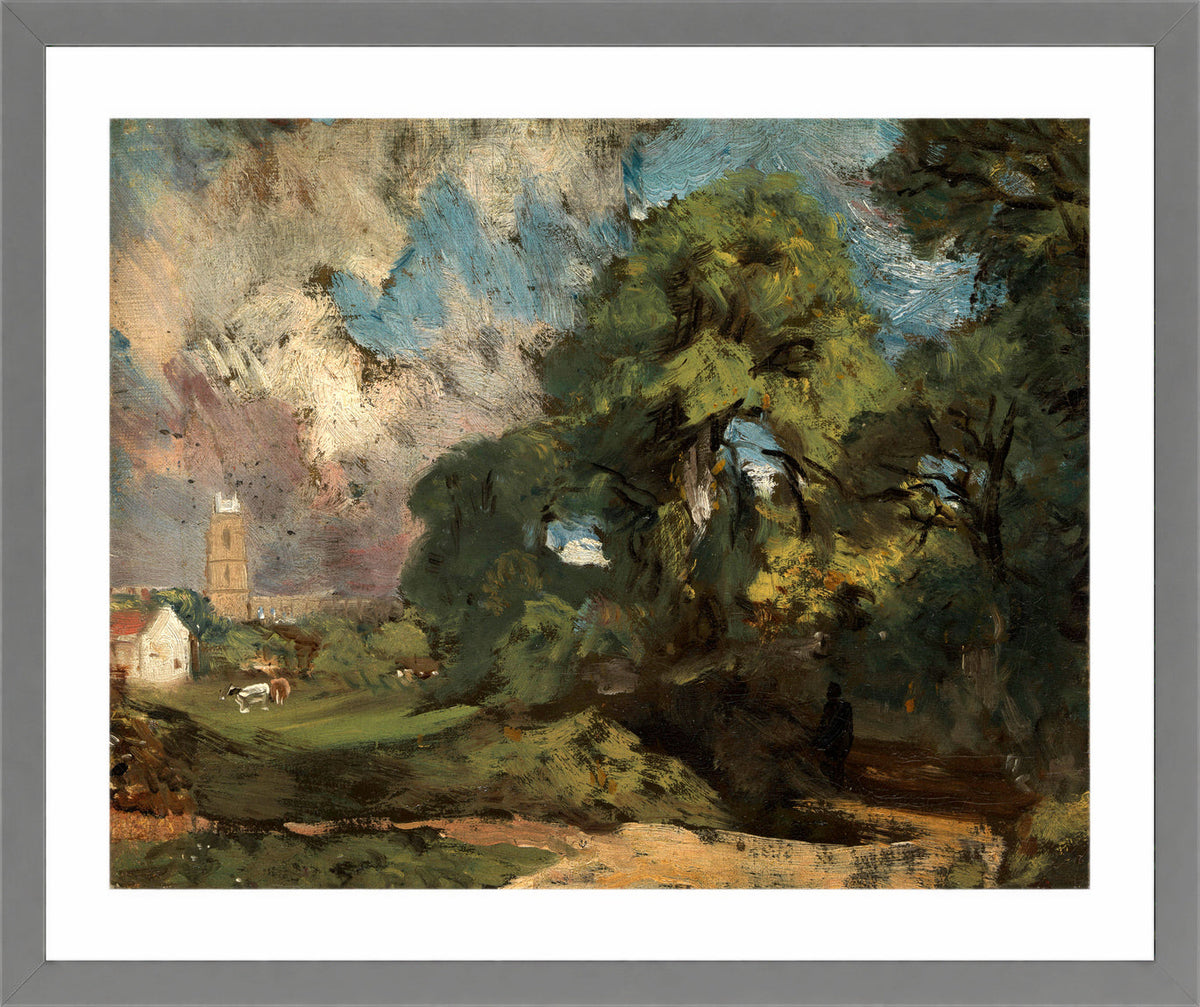 John Constable Print, Stoke-by-Nayland (ca in a light grey frame