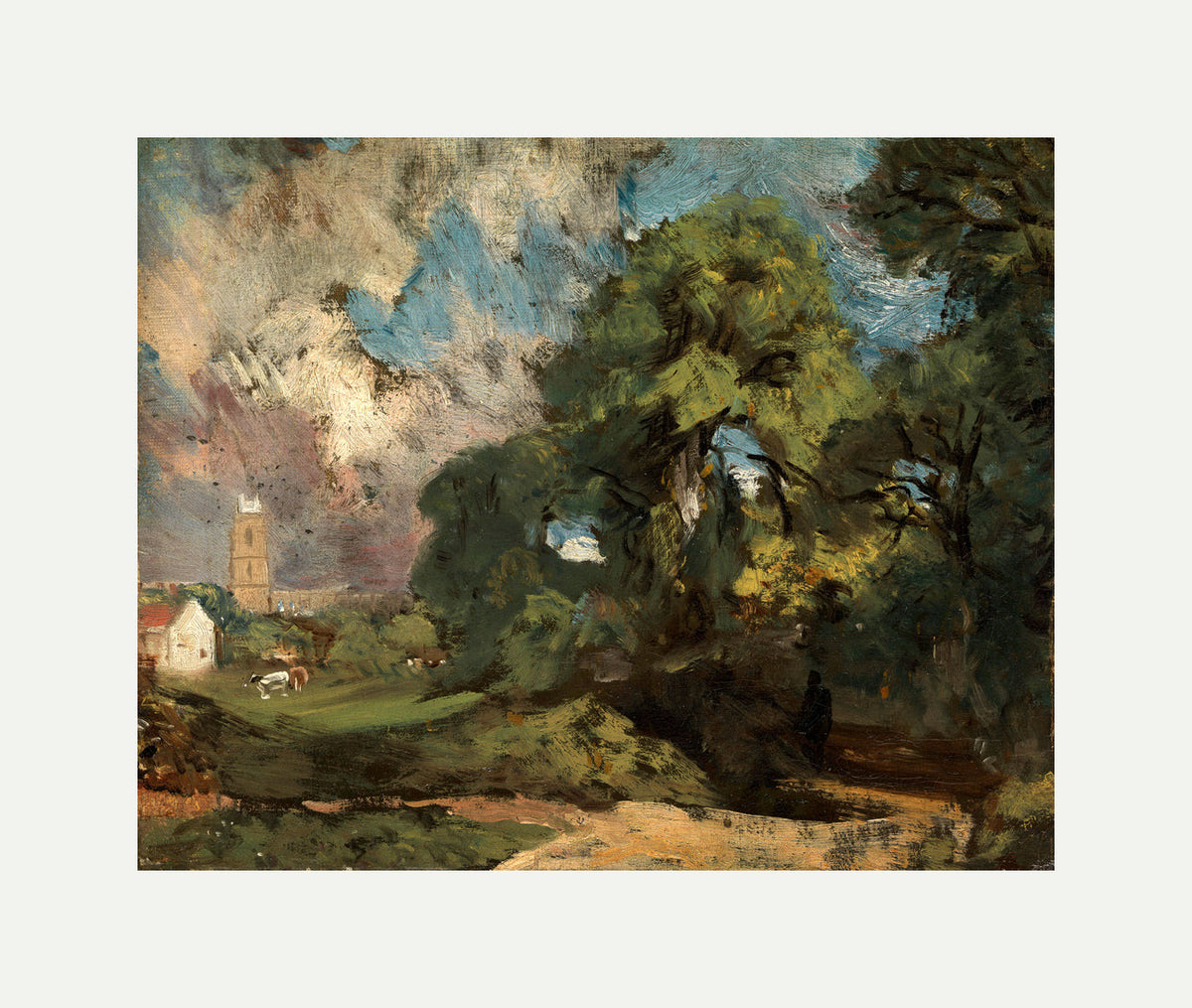 John Constable Print, Stoke-by-Nayland (ca with an off-white border for rolled canvas