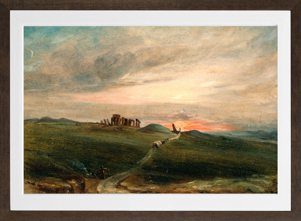 John Constable Print, Stonehenge at Sunset in a brown frame