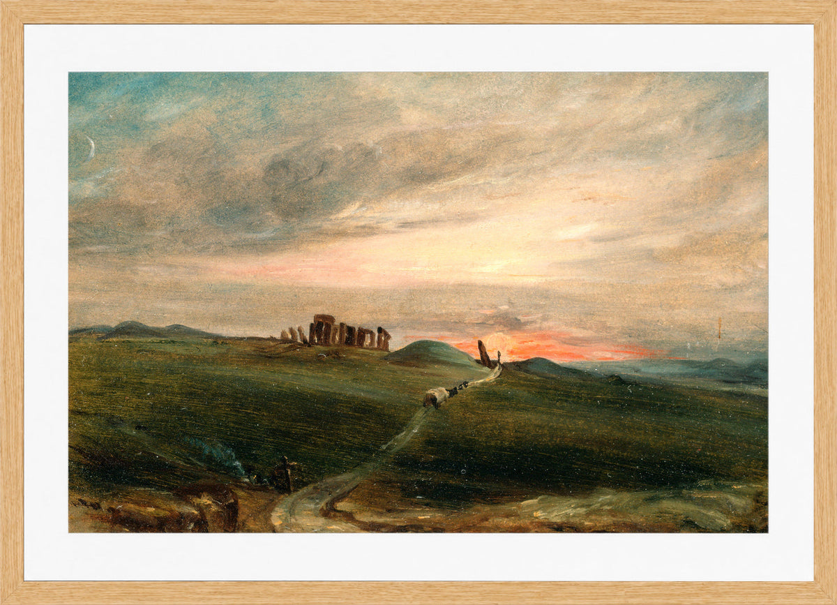 John Constable Print, Stonehenge at Sunset in an oak frame