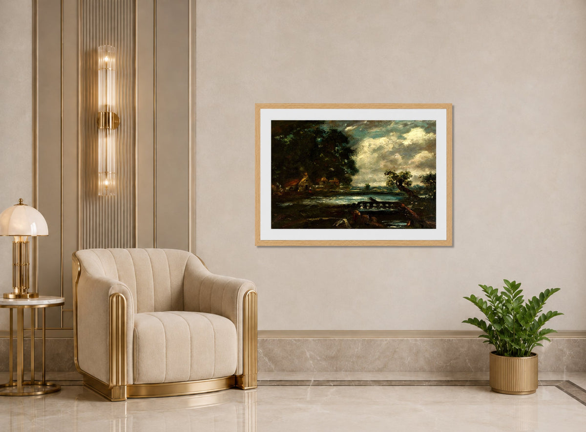 John Constable Print, Study for ‘The Leaping Horse’ displayed in an Art Deco interior