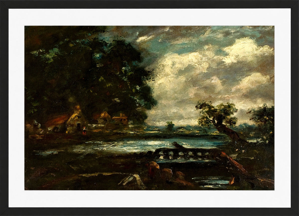 John Constable Print, Study for ‘The Leaping Horse’ in a black frame