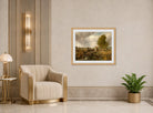 John Constable Print, Study of A boat passing a lock displayed in an Art Deco interior