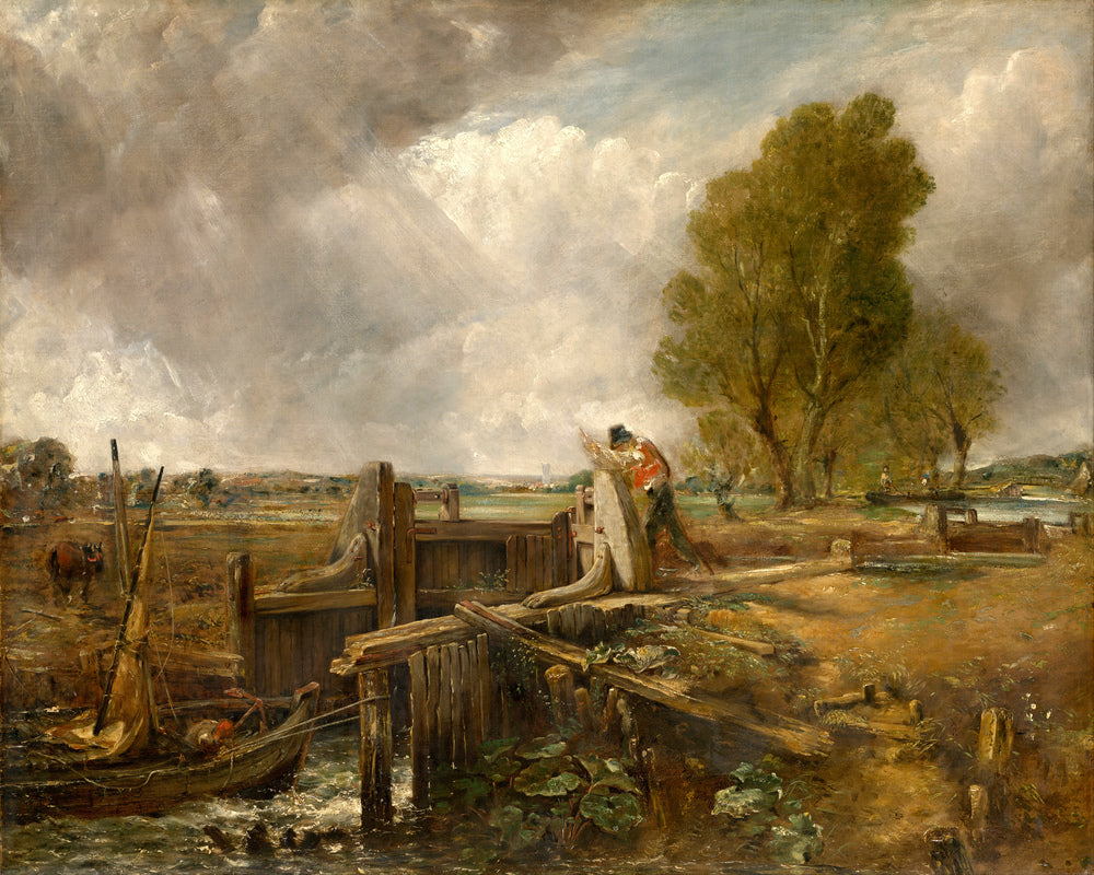 John Constable Print, Study of A boat passing a lock as an unframed print