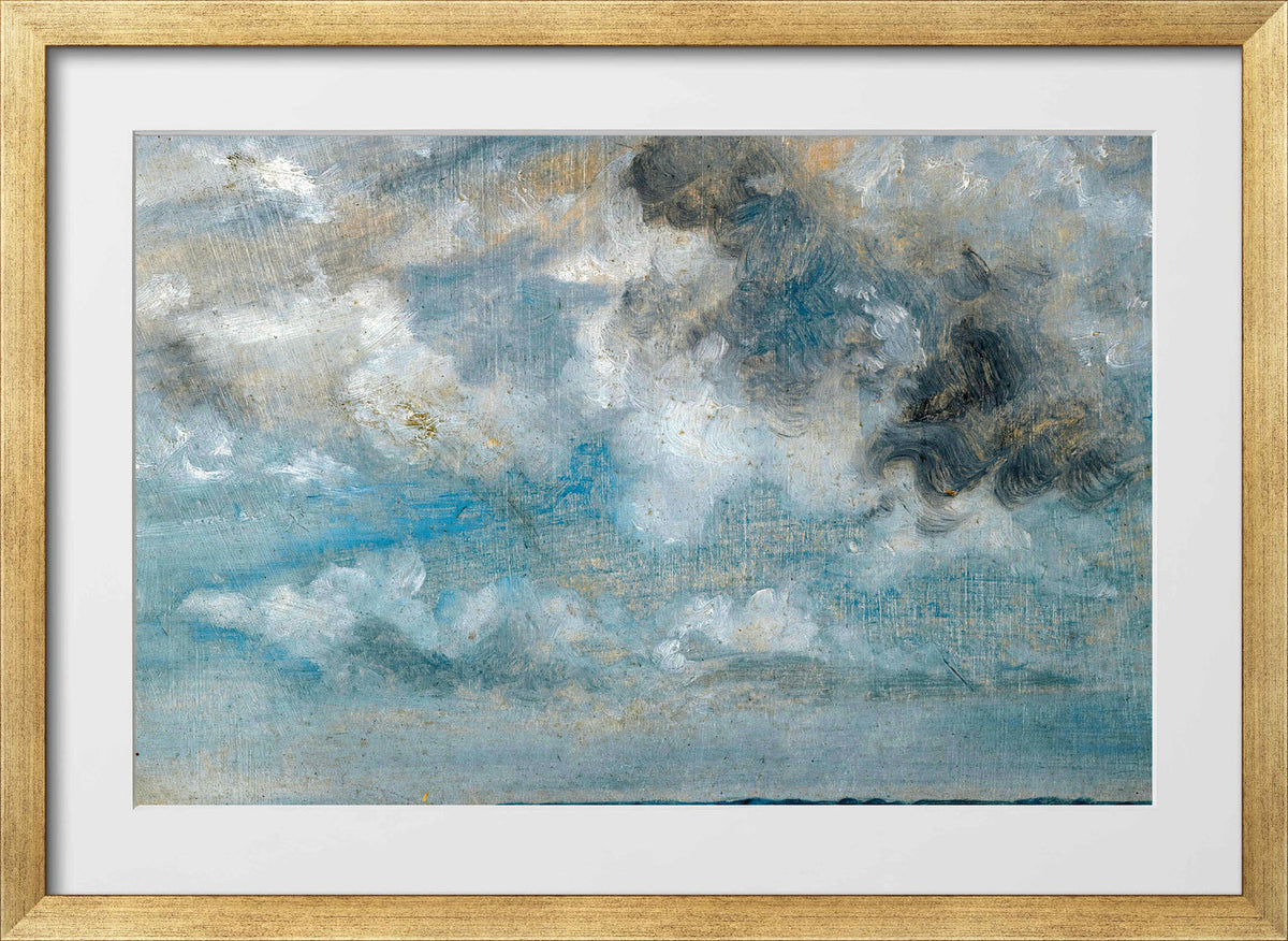 John Constable Print, Study Of Clouds in a gold frame