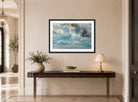 John Constable Print, Study Of Clouds displayed above a console table