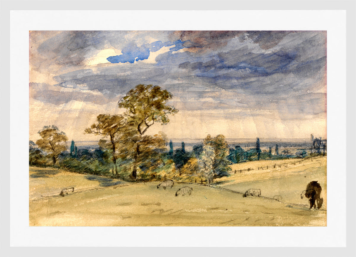 John Constable Print, Suffolk Landscape in a white frame