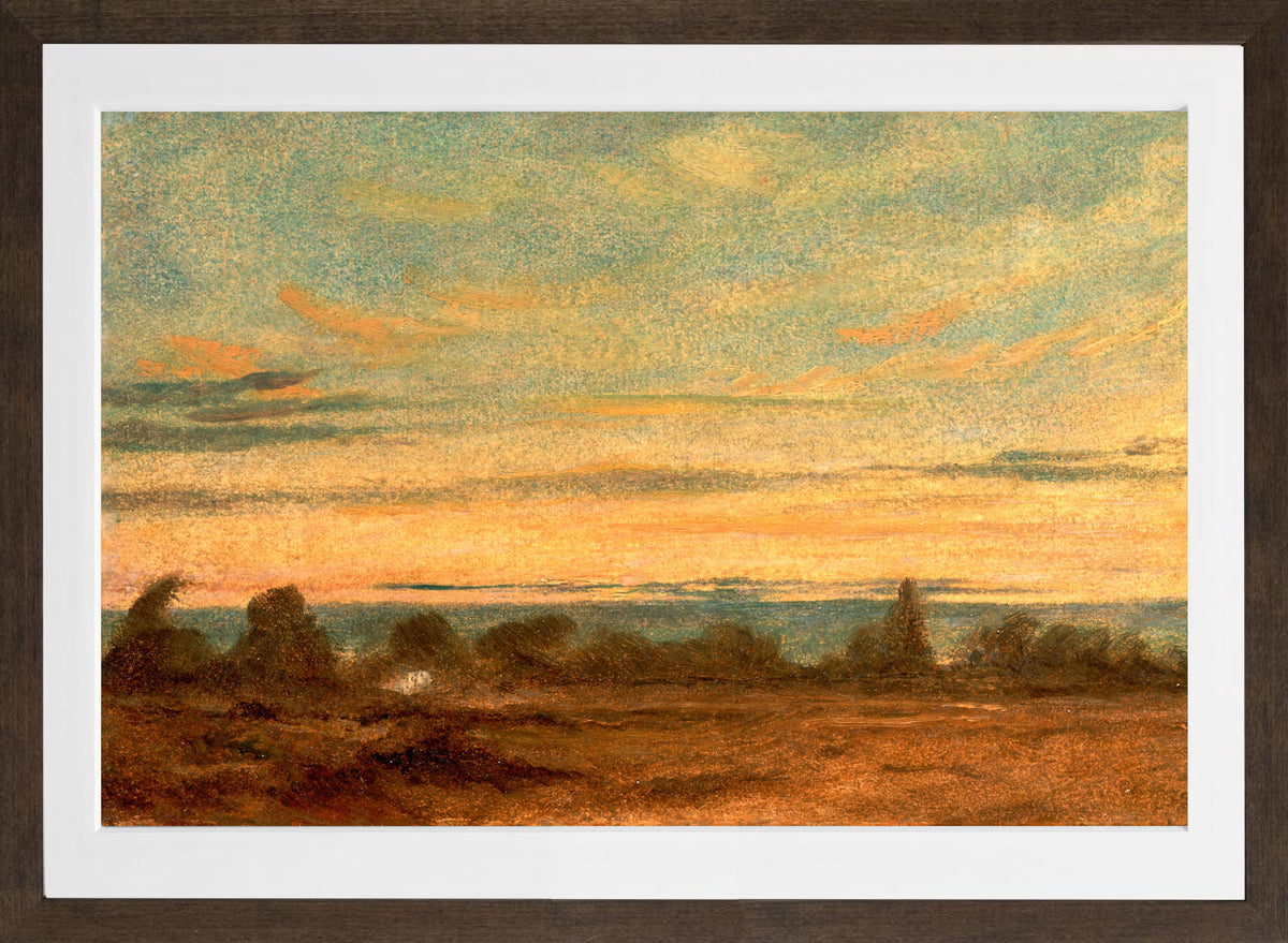 John Constable Print, Summer, Evening Landscape in a brown frame