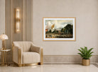 John Constable Print, The Celebration in East Bergholt of the Peace of 1814 Concluded in Paris between France and the Allied Powers displayed in an Art Deco interior